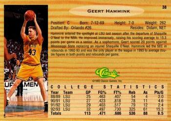 1993 Classic Draft Picks - Gold #38 Geert Hammink Back