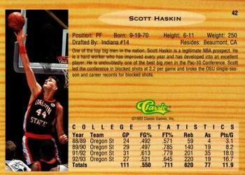 1993 Classic Draft Picks - Gold #42 Scott Haskin Back