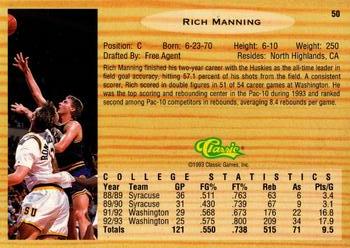 1993 Classic Draft Picks - Gold #50 Rich Manning Back