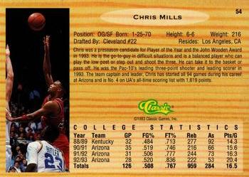 1993 Classic Draft Picks - Gold #54 Chris Mills Back