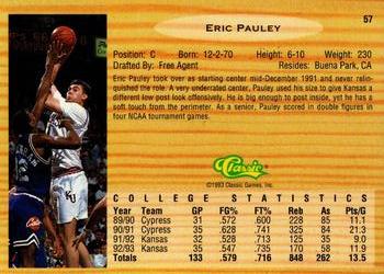 1993 Classic Draft Picks - Gold #57 Eric Pauley Back
