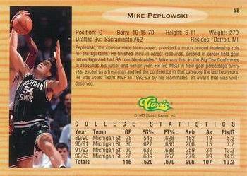 1993 Classic Draft Picks - Gold #58 Mike Peplowski Back