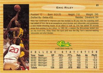 1993 Classic Draft Picks - Gold #61 Eric Riley Back