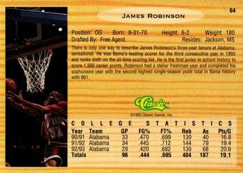 1993 Classic Draft Picks - Gold #64 James Robinson Back