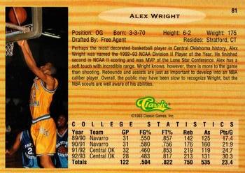 1993 Classic Draft Picks - Gold #81 Alex Wright Back