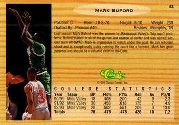 1993 Classic Draft Picks - Gold #83 Mark Buford Back