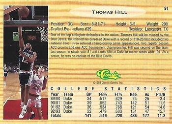1993 Classic Draft Picks - Gold #91 Thomas Hill Back