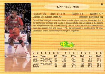 1993 Classic Draft Picks - Gold #94 Darnell Mee Back
