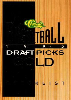 1993 Classic Draft Picks - Gold #109 Checklist 1: 1-55 Front