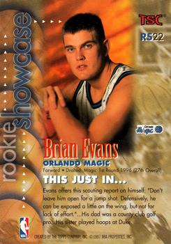 1996-97 Stadium Club - Rookie Showcase #RS22 Brian Evans Back