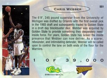1993 Classic Draft Picks - Superheroes #SS1 Chris Webber Back