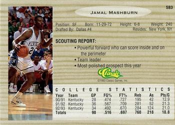 1993 Classic Draft Picks - Special Bonus #SB3 Jamal Mashburn Back