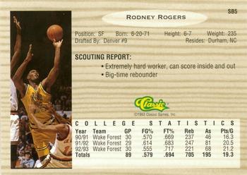 1993 Classic Draft Picks - Special Bonus #SB5 Rodney Rogers Back