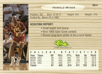 1993 Classic Draft Picks - Special Bonus #SB14 Harold Miner Back