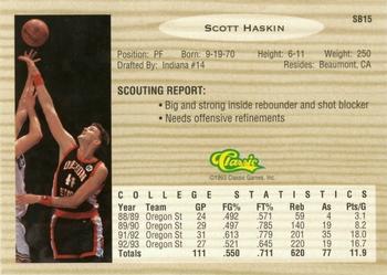 1993 Classic Draft Picks - Special Bonus #SB15 Scott Haskin Back
