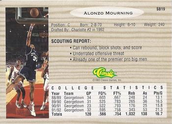 1993 Classic Draft Picks - Special Bonus #SB19 Alonzo Mourning Back