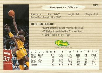 1993 Classic Draft Picks - Special Bonus #SB20 Shaquille O'Neal Back