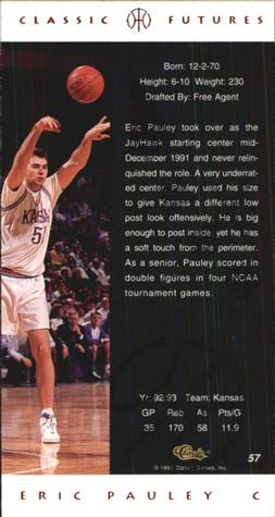 1993 Classic Futures #57 Eric Pauley Back