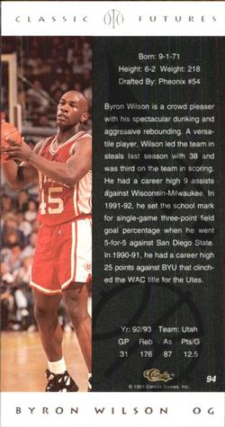 1993 Classic Futures #94 Byron Wilson Back