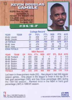 1993-94 Hoops - Fifth Anniversary Gold #13 Kevin Gamble Back
