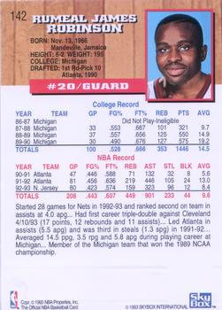 1993-94 Hoops - Fifth Anniversary Gold #142 Rumeal Robinson Back