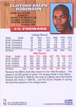 1993-94 Hoops - Fifth Anniversary Gold #183 Clifford Robinson Back
