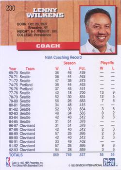 1993-94 Hoops - Fifth Anniversary Gold #230 Lenny Wilkens Back