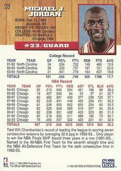 1993-94 Hoops - Fifth Anniversary Gold #28 Michael Jordan Back