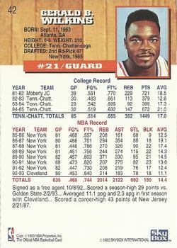 1993-94 Hoops - Fifth Anniversary Gold #42 Gerald Wilkins Back