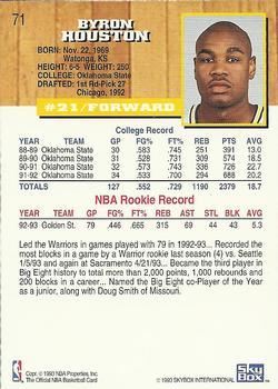 1993-94 Hoops - Fifth Anniversary Gold #71 Byron Houston Back