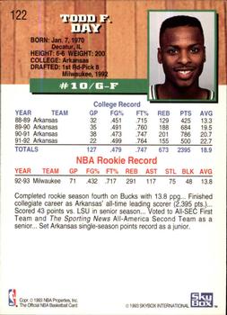 1993-94 Hoops - Fifth Anniversary Gold #122 Todd Day Back