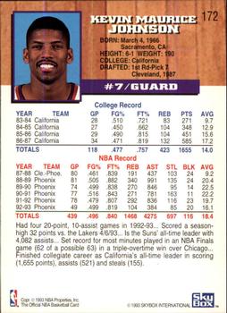 1993-94 Hoops - Fifth Anniversary Gold #172 Kevin Johnson Back