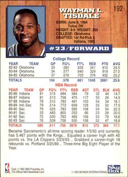 1993-94 Hoops - Fifth Anniversary Gold #192 Wayman Tisdale Back