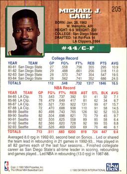 1993-94 Hoops - Fifth Anniversary Gold #205 Michael Cage Back