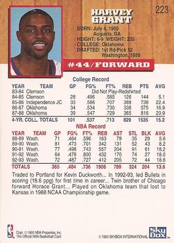 1993-94 Hoops - Fifth Anniversary Gold #223 Harvey Grant Back