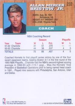1993-94 Hoops - Fifth Anniversary Gold #232 Allan Bristow Back