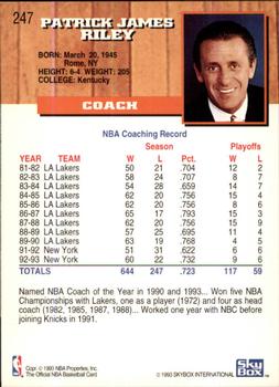 1993-94 Hoops - Fifth Anniversary Gold #247 Pat Riley Back