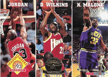 1993-94 Hoops - Fifth Anniversary Gold #283 Scoring (Michael Jordan / Dominique Wilkins / Karl Malone) Front