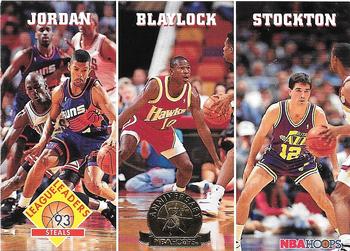 1993-94 Hoops - Fifth Anniversary Gold #289 Steals (Michael Jordan / Mookie Blaylock / John Stockton) Front