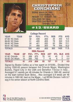 1993-94 Hoops - Fifth Anniversary Gold #304 Chris Corchiani Back