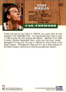 1993-94 Hoops - Fifth Anniversary Gold #306 Dino Radja Back