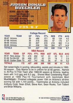 1993-94 Hoops - Fifth Anniversary Gold #335 Jud Buechler Back
