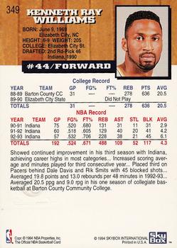 1993-94 Hoops - Fifth Anniversary Gold #349 Ken Williams Back
