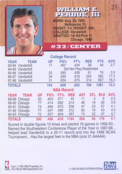 1993-94 Hoops - Fifth Anniversary Gold #31 Will Perdue Back