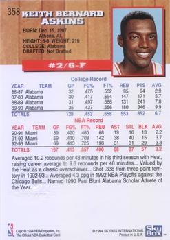 1993-94 Hoops - Fifth Anniversary Gold #358 Keith Askins Back
