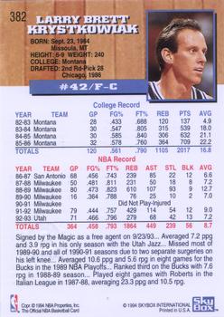 1993-94 Hoops - Fifth Anniversary Gold #382 Larry Krystkowiak Back