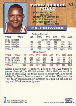 1993-94 Hoops - Fifth Anniversary Gold #63 Terry Mills Back