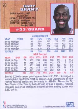 1993-94 Hoops - Fifth Anniversary Gold #93 Gary Grant Back