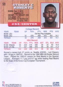 1993-94 Hoops - Fifth Anniversary Gold #98 Stanley Roberts Back