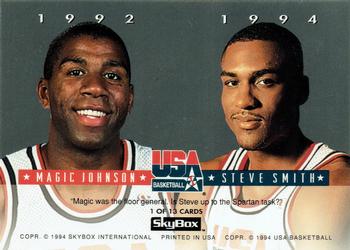 1993-94 SkyBox Premium - USA Tip-Off #1 Steve Smith / Magic Johnson Back
